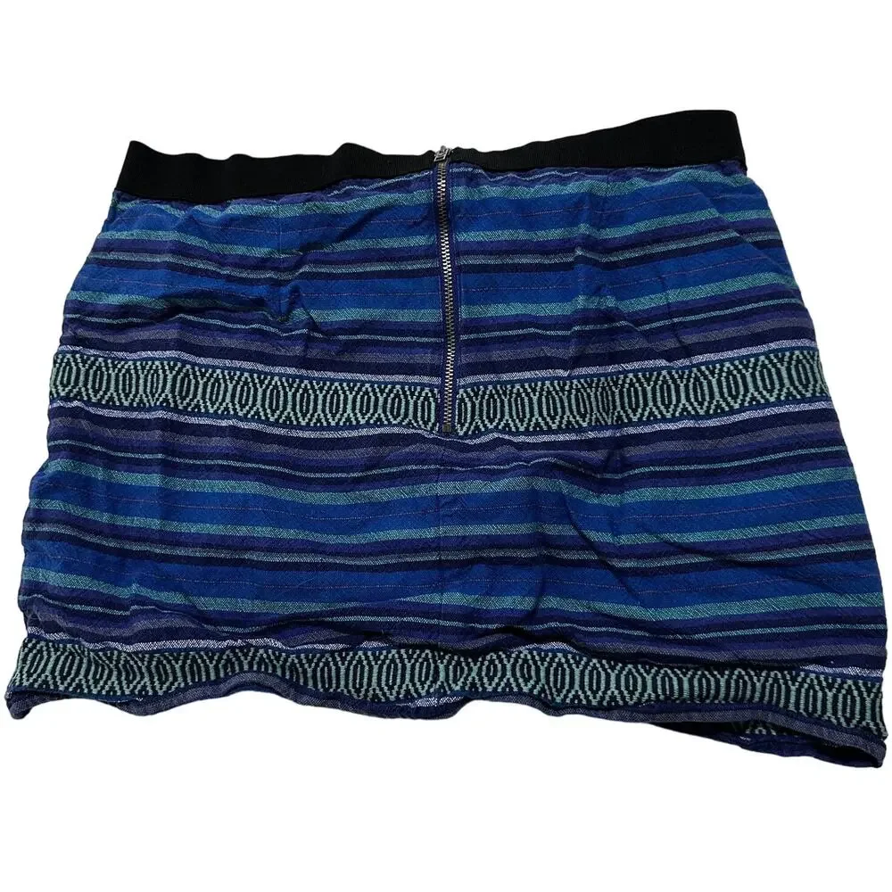 American Eagle Mini Skirt 8 Blue Purple Striped Boho Southwestern Festival Y2K